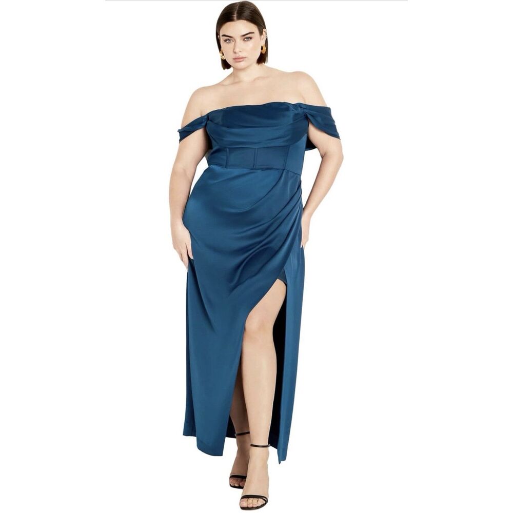 City Chic Forbidden Love Maxi Dress XXL 24 Off Shoulder NWT Retail $145